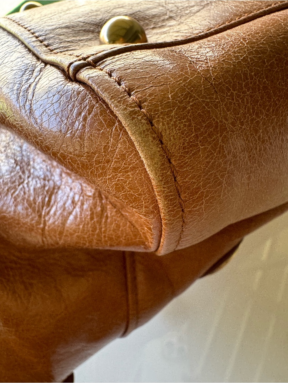 See By Chloe Cognac Brown Leather Satchel with Gold Accents - Picture 9 of 14